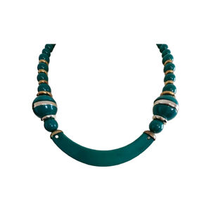 Vintage 80s Green Lucite Bib Necklace, POP ART